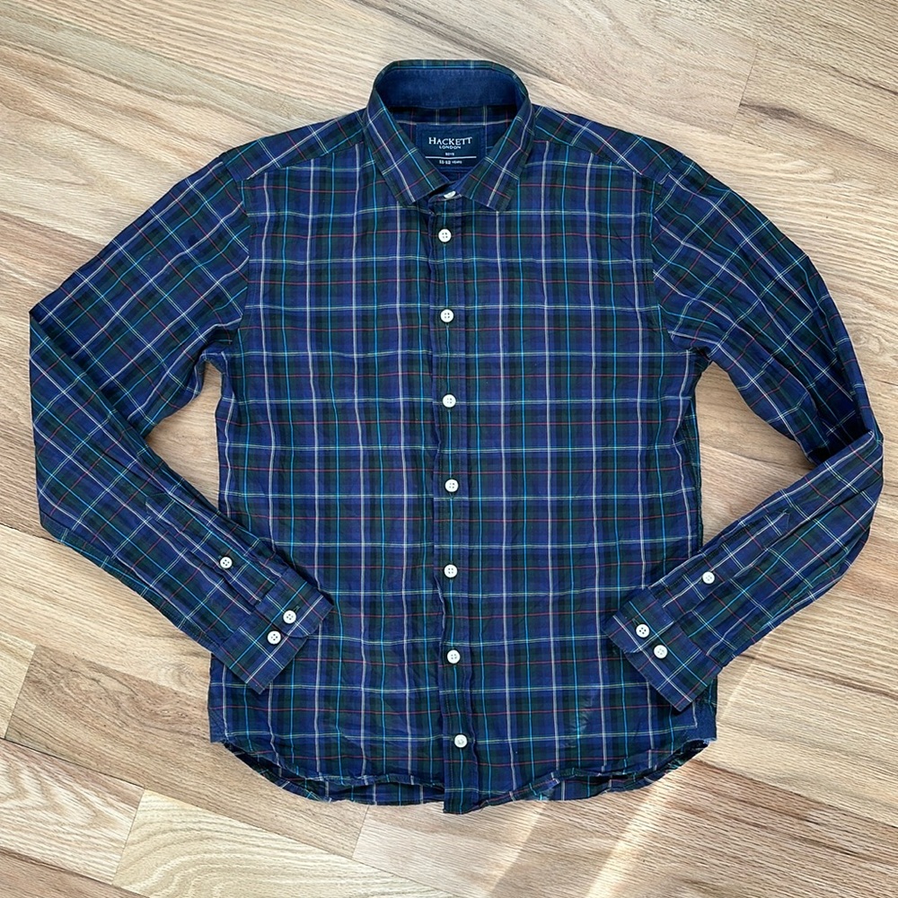 HACKETT London Boys plaid button down collared shirt, boys size 11-12 yrs